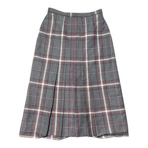 Vintage St Michael Skirt US 10 UK 14 Pure New Wool Tartan Pleated Long Academia